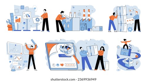 Quality control. Vector illustration. Exploring new quality control techniques can lead to process enhancements The certificate compliance guarantees products quality Verification ensures product