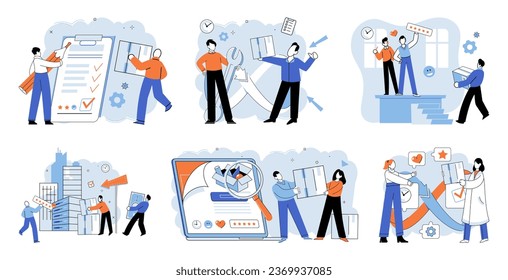 Quality control. Vector illustration. The quality control metaphor compares process to gatekeeper who ensures quality Inspecting product helps identify any defects or deviations Exploring different