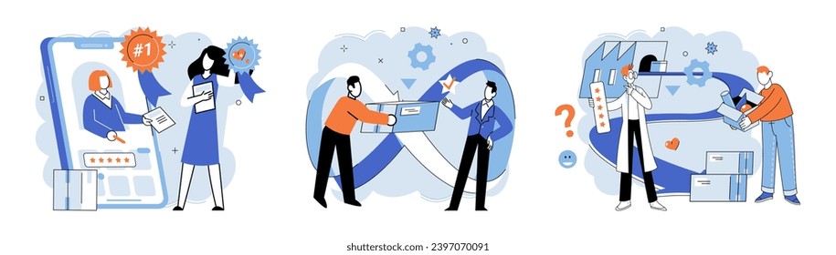 Quality control. Vector illustration. Safety checks are performed to mitigate potential risks The examination product involves thorough inspections The quality control concept emphasizes importance