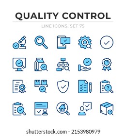 Quality control vector line icons set. Thin line design. Outline graphic elements, simple stroke symbols. Quality control icons