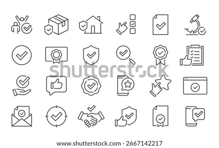 Quality Control web icons in line style. Certified, inspect, manufacture, production, analysis, collection. Vector illustration.