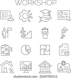 Quality control, Work shop set of web icons in line style. Quality Check computing icons for web and mobile app. 