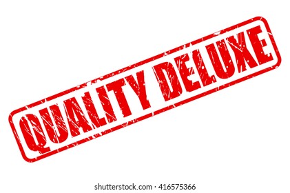 QUALITY DELUXE red stamp text on white