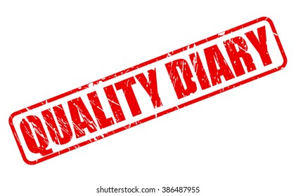 QUALITY DIARY RED STAMP TEXT ON WHITE