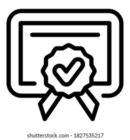 Quality diploma icon. Outline quality diploma vector icon for web design isolated on white background