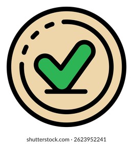 Quality done icon. Outline quality done vector icon color flat isolated