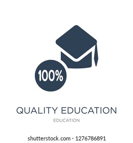 quality education icon vector on white background, quality education trendy filled icons from Education collection, quality education vector illustration