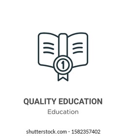 Quality education outline vector icon. Thin line black quality education icon, flat vector simple element illustration from editable education concept isolated on white background