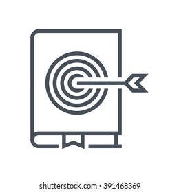 Quality education, target on a book icon suitable for info graphics, websites and print media and  interfaces. Line vector icon.