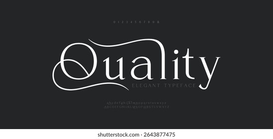 Quality Elegant wedding logo alphabet letters font. Typography luxury classic lettering serif fonts decorative vintage retro logos and number. vector illustration