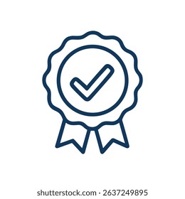 Quality emblem featuring a checkmark icon illustration design element