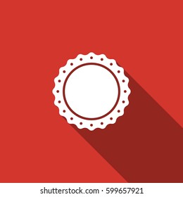 Quality emblem flat icon with long shadow. Vector Illustration