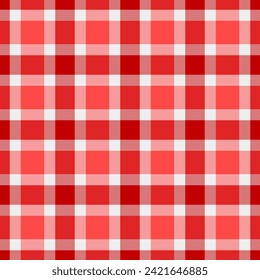 Quality fabric check pattern, identity tartan texture plaid. British seamless background textile vector in red and white color.