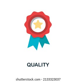 Quality flat icon. Colored element sign from company value collection. Flat Quality icon sign for web design, infographics and more.
