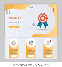 Quality flat landing page website template. Collaboration, trust, efficiency. Web banner with header, content and footer. Vector illustration.
