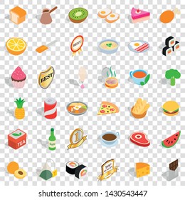 Quality food icons set. Isometric style of 36 quality food vector icons for web for any design