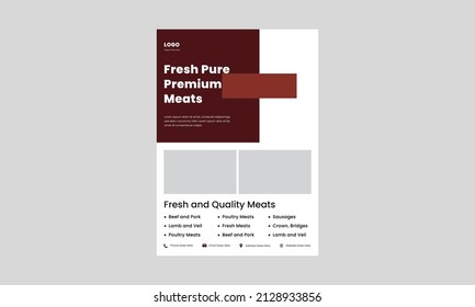 quality and fresh meat flyer design. premium quality meats poster, leaflet design. meats shop flyer design.