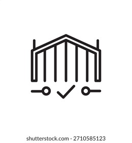 Symbol für Qualitätskontrolle, das die obligatorische Überprüfung, den Abschluss der Phase und die Qualitätsprüfung symbolisiert und das Projektmanagement, den Prozess für die Phase der Projektdurchführung, die Prüfpunktgenehmigung, die Qualitätssicherung und den Phasenübergang darstellt.