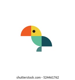 Quality geometric toucan logos flat style minimalist modern design