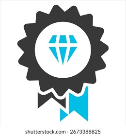Quality Glyph Blue Grey Single Icon Illustration