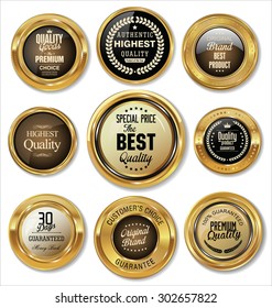 Quality golden badges and labels collection