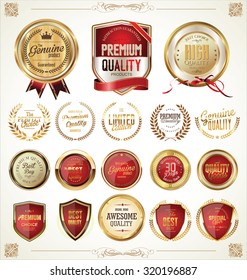 Quality golden badges and labels collection