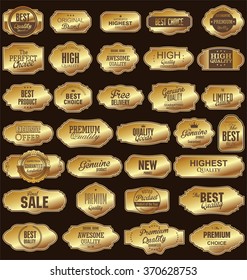 Quality golden retro vintage badges and labels collection