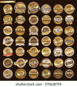 Quality golden retro vintage badges and labels collection