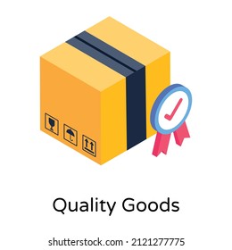 A quality goods icon in isometric design 


