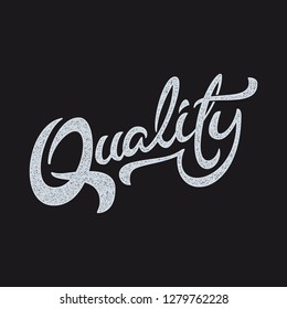 Quality Goods Lettering Tattoo Stamp Effect Black White Vector Traditional Native Print Hand drawn Art Typo Poster Label Fashion Element Isolated Letters Vintage Texture Text Calligraphy Sign