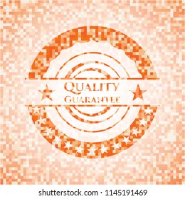 Quality Guarantee abstract emblem, orange mosaic background