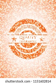 Quality Guarantee abstract emblem, orange mosaic background