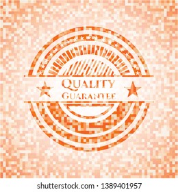 Quality Guarantee abstract emblem, orange mosaic background