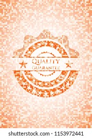 Quality Guarantee abstract orange mosaic emblem with background
