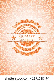 Quality Guarantee abstract orange mosaic emblem with background