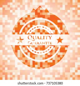 Quality Guarantee abstract orange mosaic emblem with background