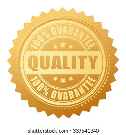 Quality guarantee certificate isolated on white background