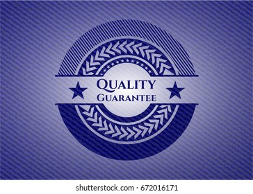 Quality Guarantee emblem with denim high quality background