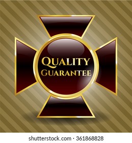 Emblema brillante de oro de garantía de calidad