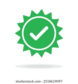 Quality guarantee green Vector icon isolated on white background. Approving, check, concept seal isolated on white background illustration. Award, winner, trophy, top quality, promotion concept.