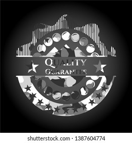 Quality Guarantee grey camouflaged emblem. Vector Illustration.