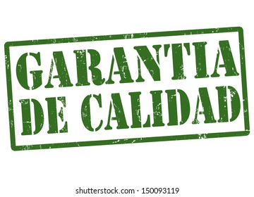 "Quality guarantee" grunge rubber stamp, in Spanish language, vector illustration