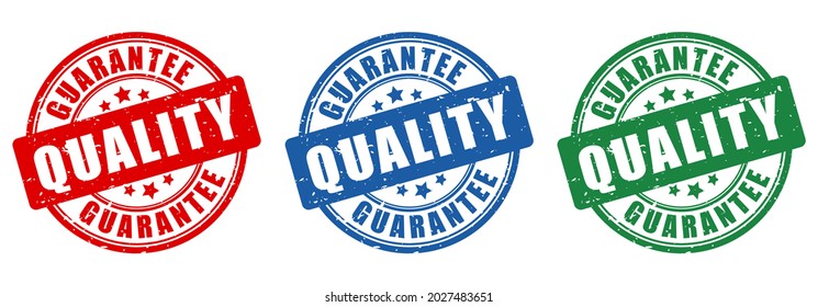 Quality guarantee grunge stamp set isolated on white background, high quality product guarantee label