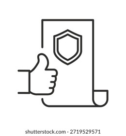 Icono de la garantía de calidad, certificado, mejor calidad, Arte vectorial de línea