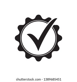 Quality guarantee icon, check mark in seal icon