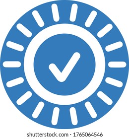Quality Guarantee Icon, check mark / blue color