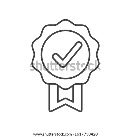 Quality guarantee icon in outline style design. Approved, Certified sign. Quality. Editable stroke. EPS 10. Concept of minimal consumer control emblem or assurance.