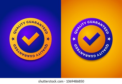 Quality guarantee label, round stamp for high quality products, vector illustration