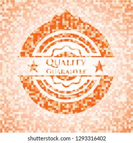 Quality Guarantee orange mosaic emblem with background