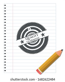 Quality Guarantee penciled. Vector Illustration. Detailed.